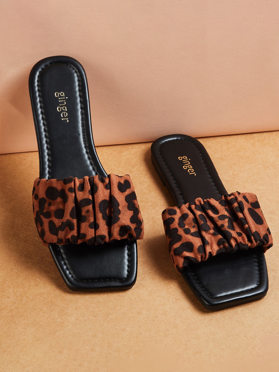 Ginger by Lifestyle Women Brown Printed Open Toe Flats