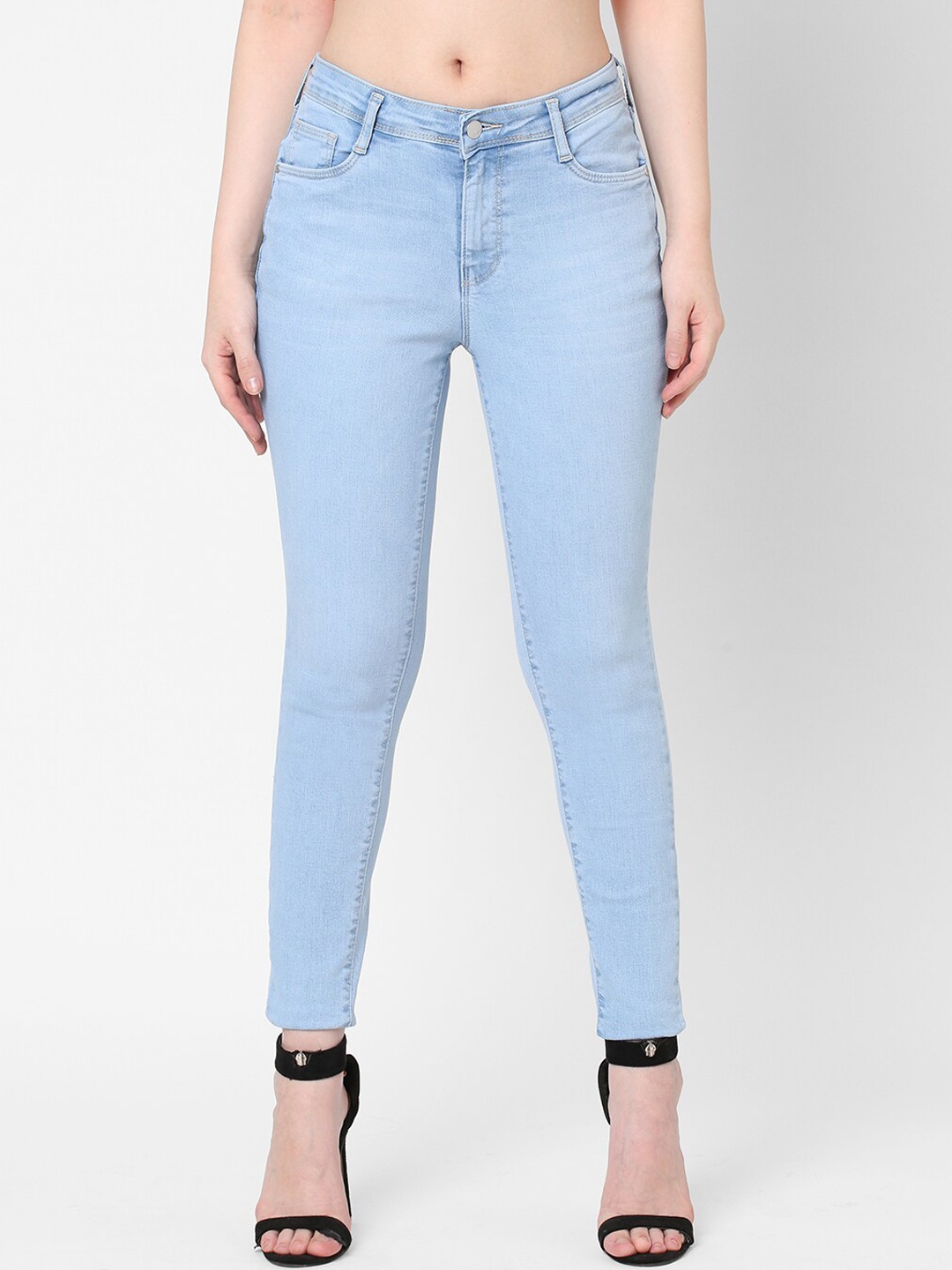 Kraus Jeans Women Blue Skinny Fit High-Rise Light Fade Jeans