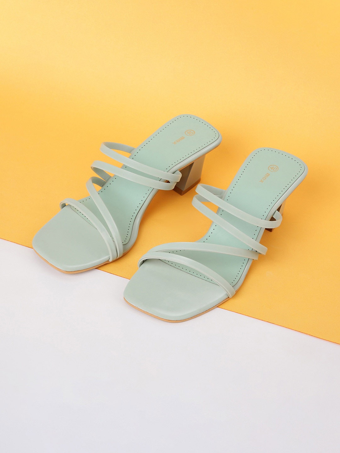 max Lime Green Textured PU Block Sandals