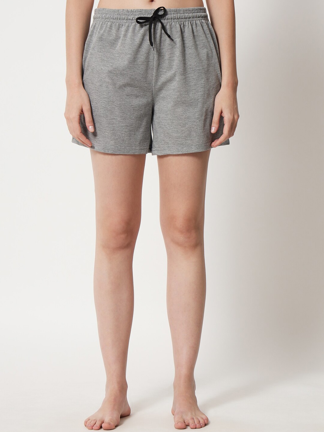 FFLIRTYGO Women Grey Solid Lounge Shorts