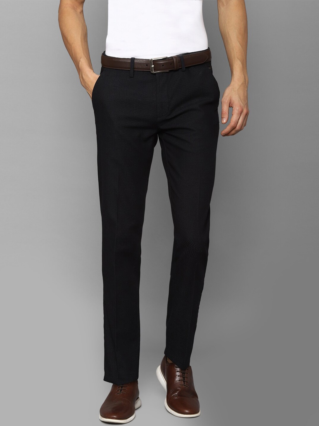 Louis Philippe Sport Men Black Slim Fit Cotton Trousers