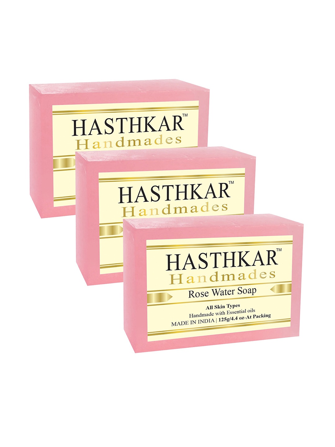 Hasthkar Set of 3 Handmade Rose Water Soap for All Skin Types - 125 g Each, Pink
Hasthkar Set of 3 Handmade Rose Water Soap for All Skin Types - 125 g Each, Pink