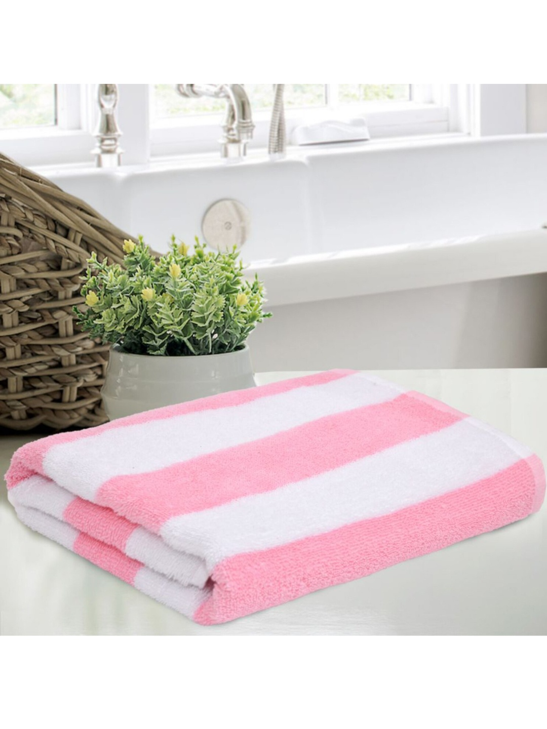 haus & kinder Kids Set of 2 Striped 450 GSM Cotton Bath Towels, Blue