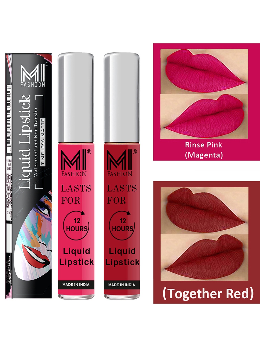 MI FASHION Set of 2 Liquid Lipstick Smudge Free Matte Finish Keeps Moisturize-Pink & Red
MI FASHION Set of 2 Liquid Lipstick Smudge Free Matte Finish Keeps Moisturize-Pink & Red