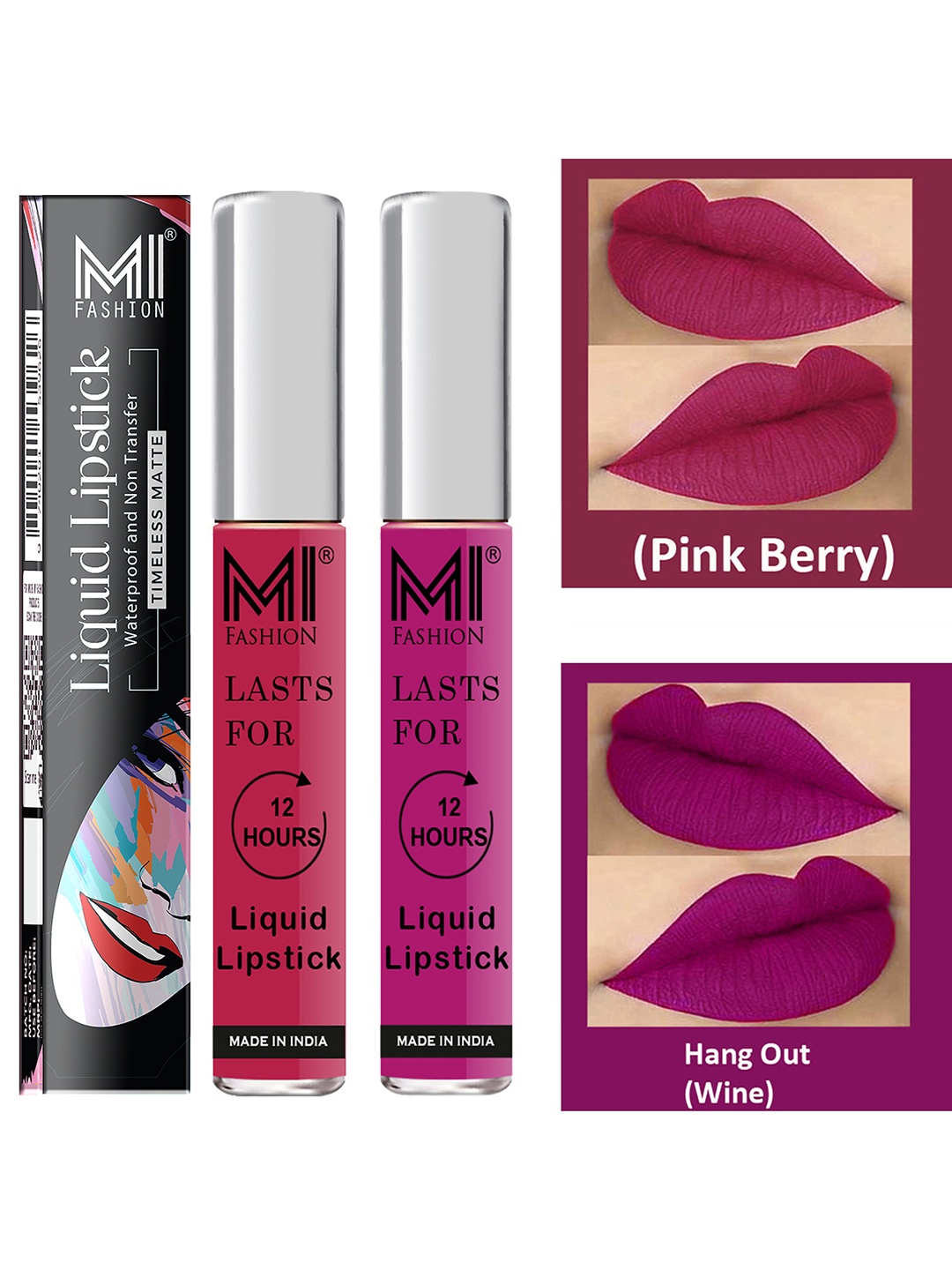 MI FASHION Set of 2 Smudge Free Matte Finish Moisturizing Liquid Lipstick - Pink & Purple
MI FASHION Set of 2 Smudge Free Matte Finish Moisturizing Liquid Lipstick - Pink & Purple