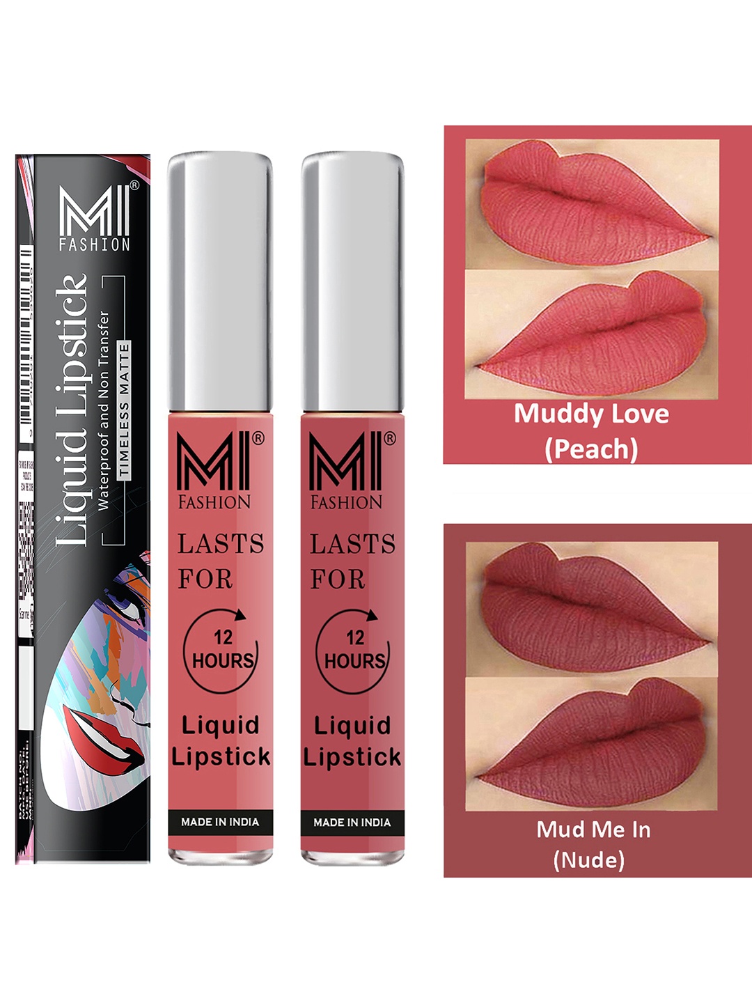 MI FASHION Set of 2 Smudge Free Matte Finish Moisturizing Liquid Lipstick - Pink & Nude
MI FASHION Set of 2 Smudge Free Matte Finish Moisturizing Liquid Lipstick - Pink & Nude