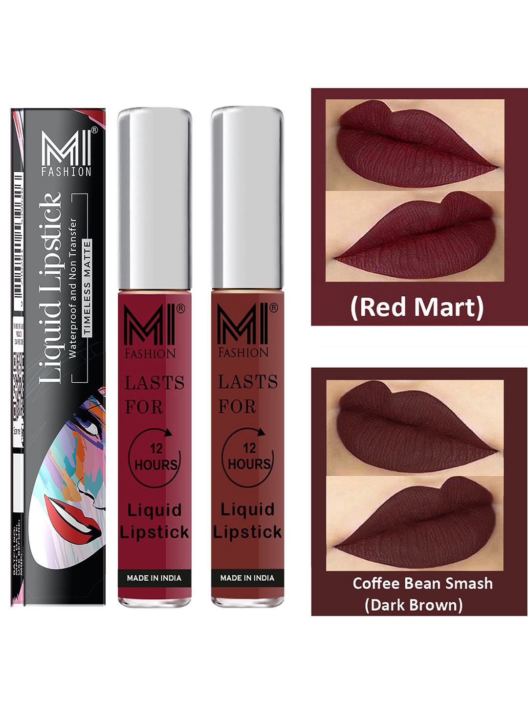 MI FASHION Set of 2 Smudge Free Matte Finish Moisturizing Liquid Lipstick - Red & Brown
MI FASHION Set of 2 Smudge Free Matte Finish Moisturizing Liquid Lipstick - Red & Brown
