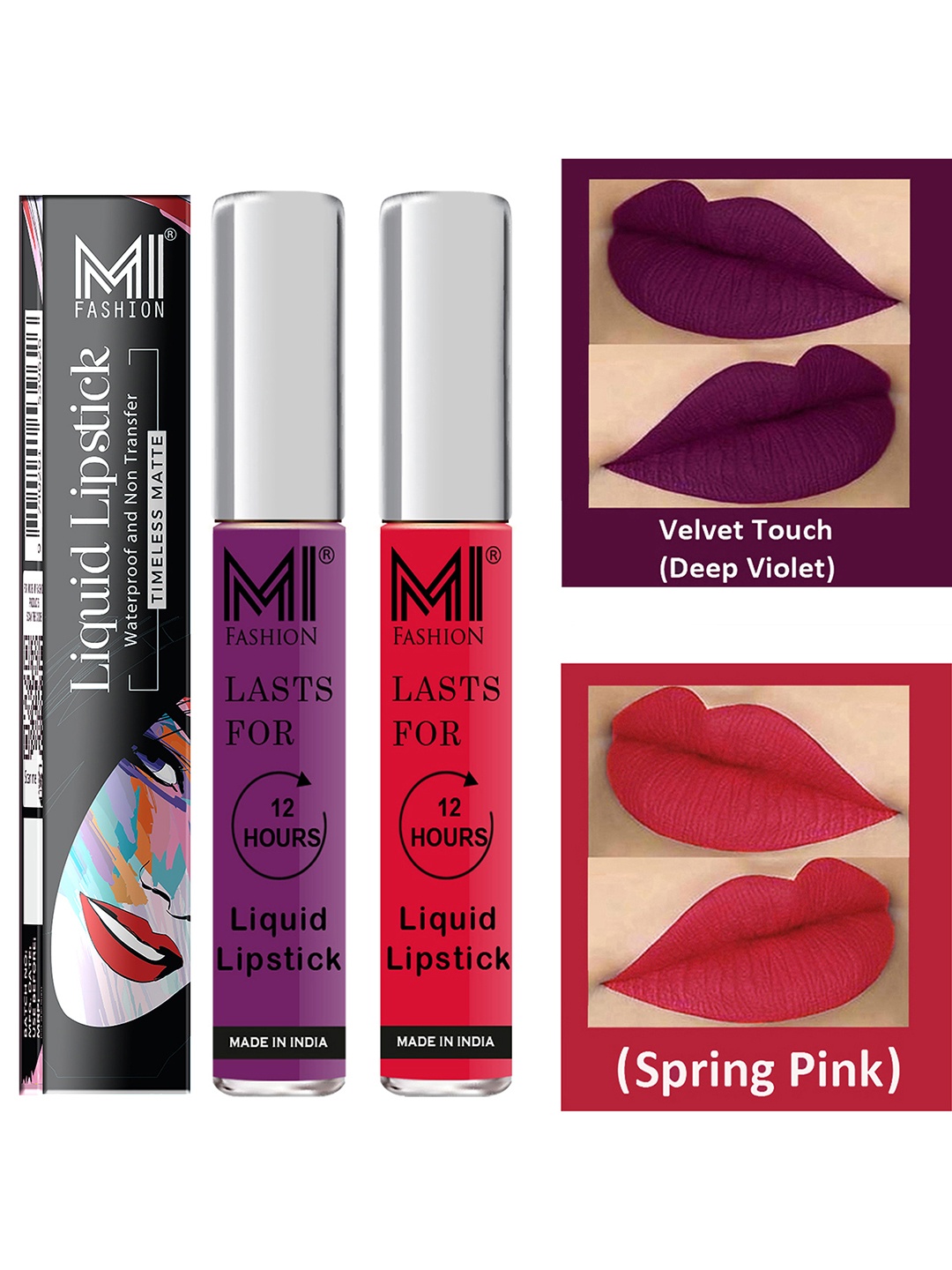 MI FASHION Set of 2 Smudge Free Matte Finish Moisturizing Liquid Lipsticks - Purple & Pink
MI FASHION Set of 2 Smudge Free Matte Finish Moisturizing Liquid Lipsticks - Purple & Pink