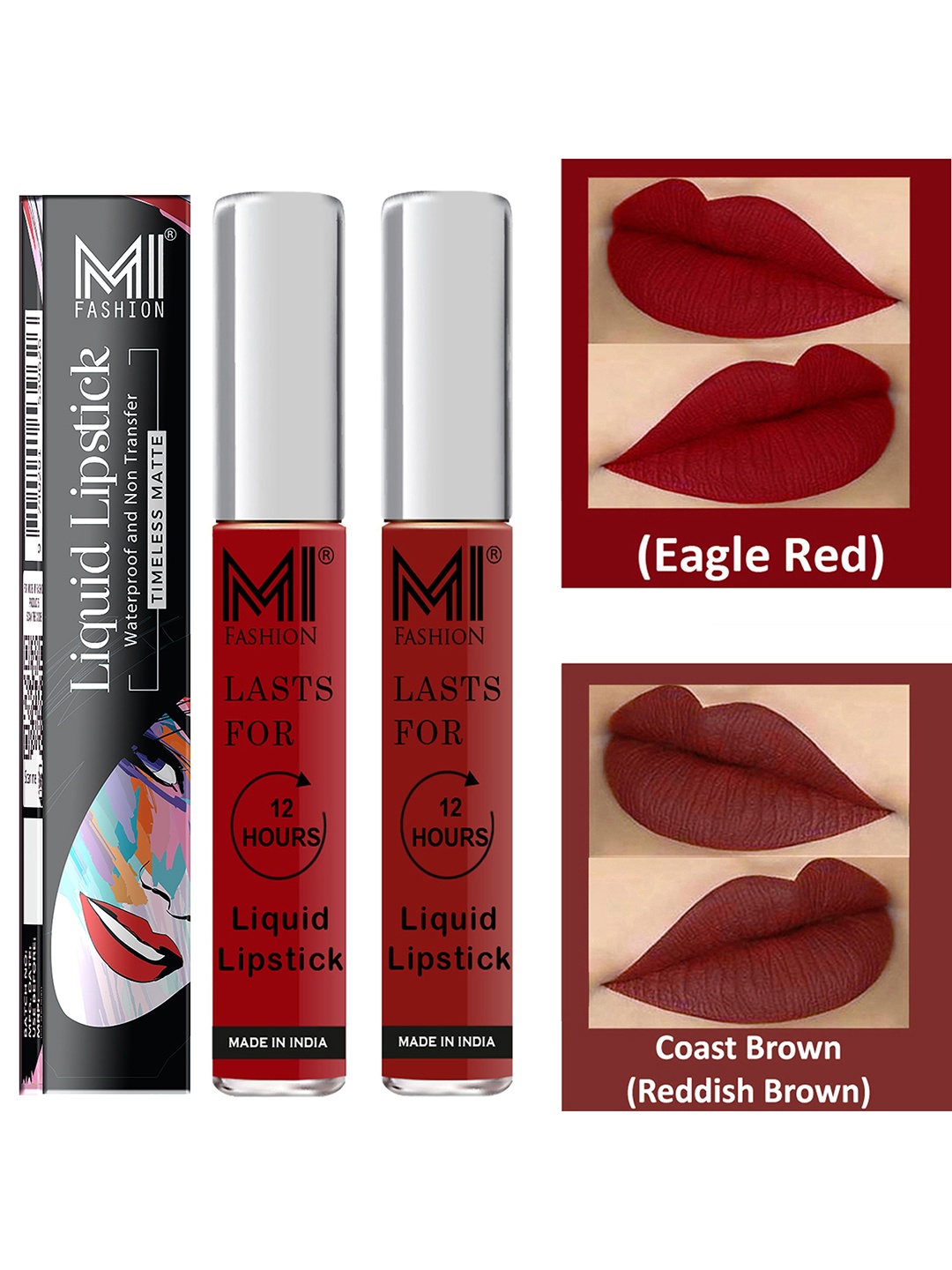MI FASHION Set of 2 Smudge Free Matte Finish Moisturizing Liquid Lipstick - Red & Brown
MI FASHION Set of 2 Smudge Free Matte Finish Moisturizing Liquid Lipstick - Red & Brown