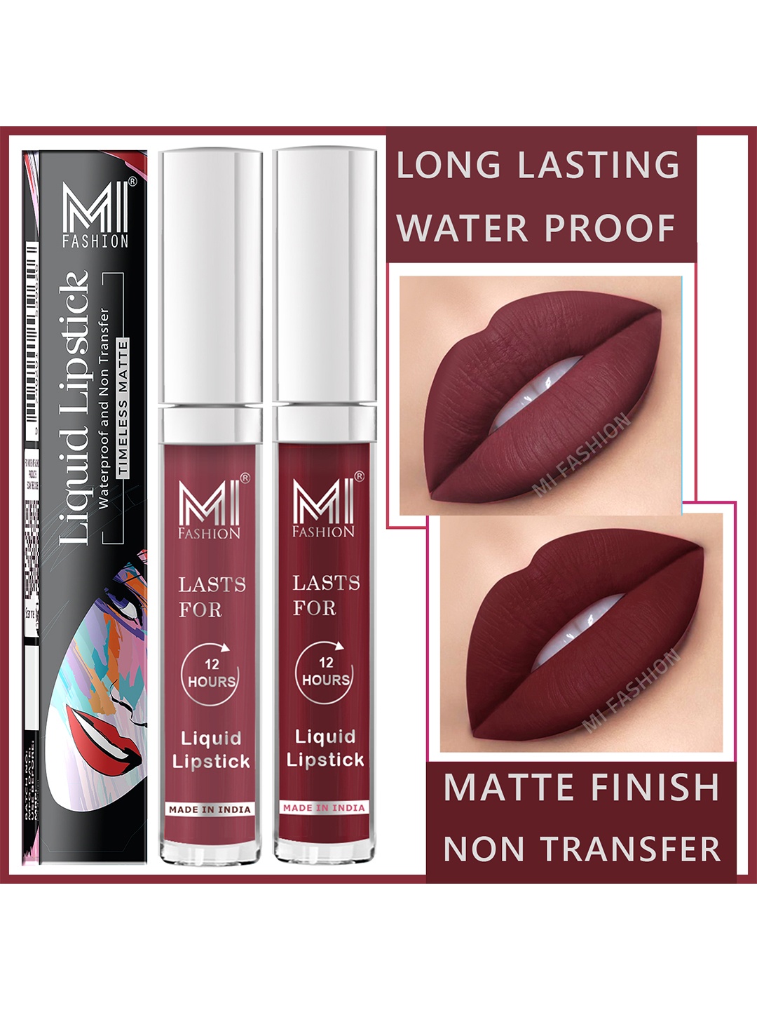 MI FASHION Set of 2 Smudge Free Matte Finish Moisturizing Liquid Lipstick - Nude & Brown
MI FASHION Set of 2 Smudge Free Matte Finish Moisturizing Liquid Lipstick - Nude & Brown
