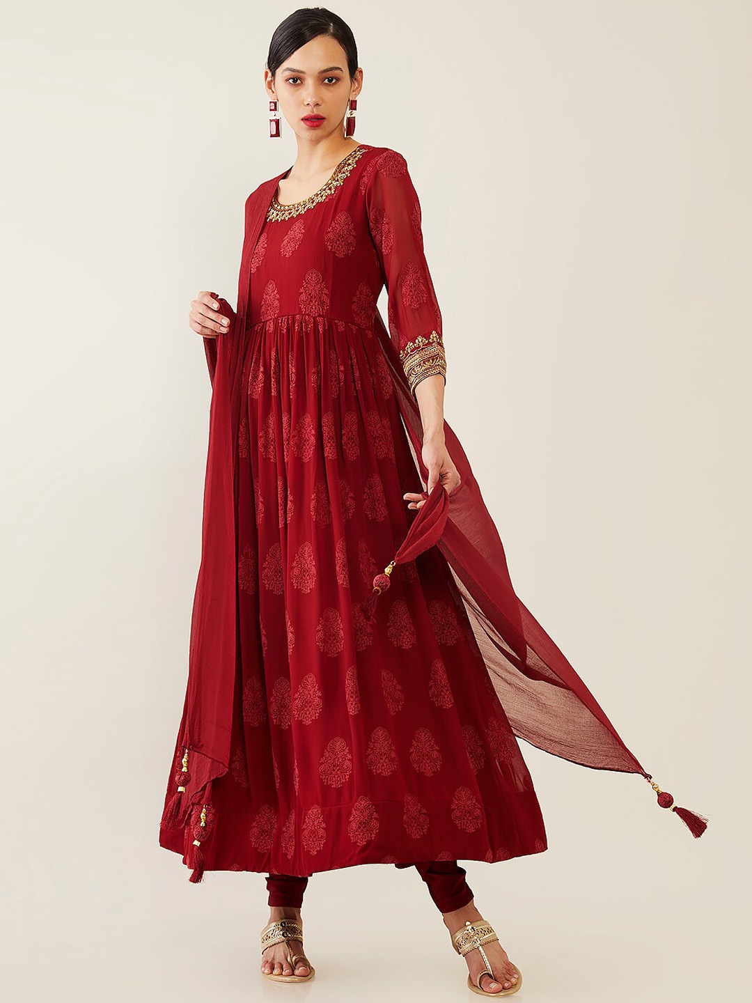 Soch Women Red Ethnic Motifs Embroidered Pleated Zardozi Kurta Churidar & With Dupatta
Soch Women Red Ethnic Motifs Embroidered Pleated Zardozi Kurta Churidar & With Dupatta