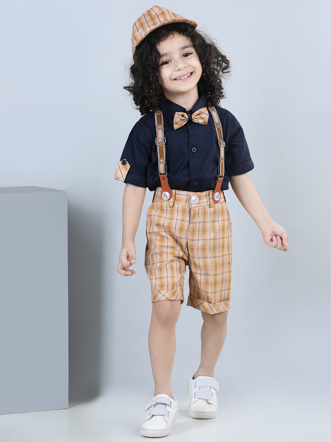Aj DEZInES Boys Printed Cotton Shirt Bow Shorts With Cap Suspenders Clothing Set, Brown
Aj DEZInES Boys Printed Cotton Shirt Bow Shorts With Cap Suspenders Clothing Set, Brown