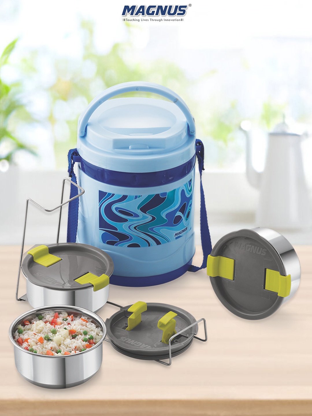 MAGNUS Blue & Silver-Toned Set Of 3 Dishwasher Safe Stainless Steel Insulated Lunch Box
MAGNUS Blue & Silver-Toned Set Of 3 Dishwasher Safe Stainless Steel Insulated Lunch Box