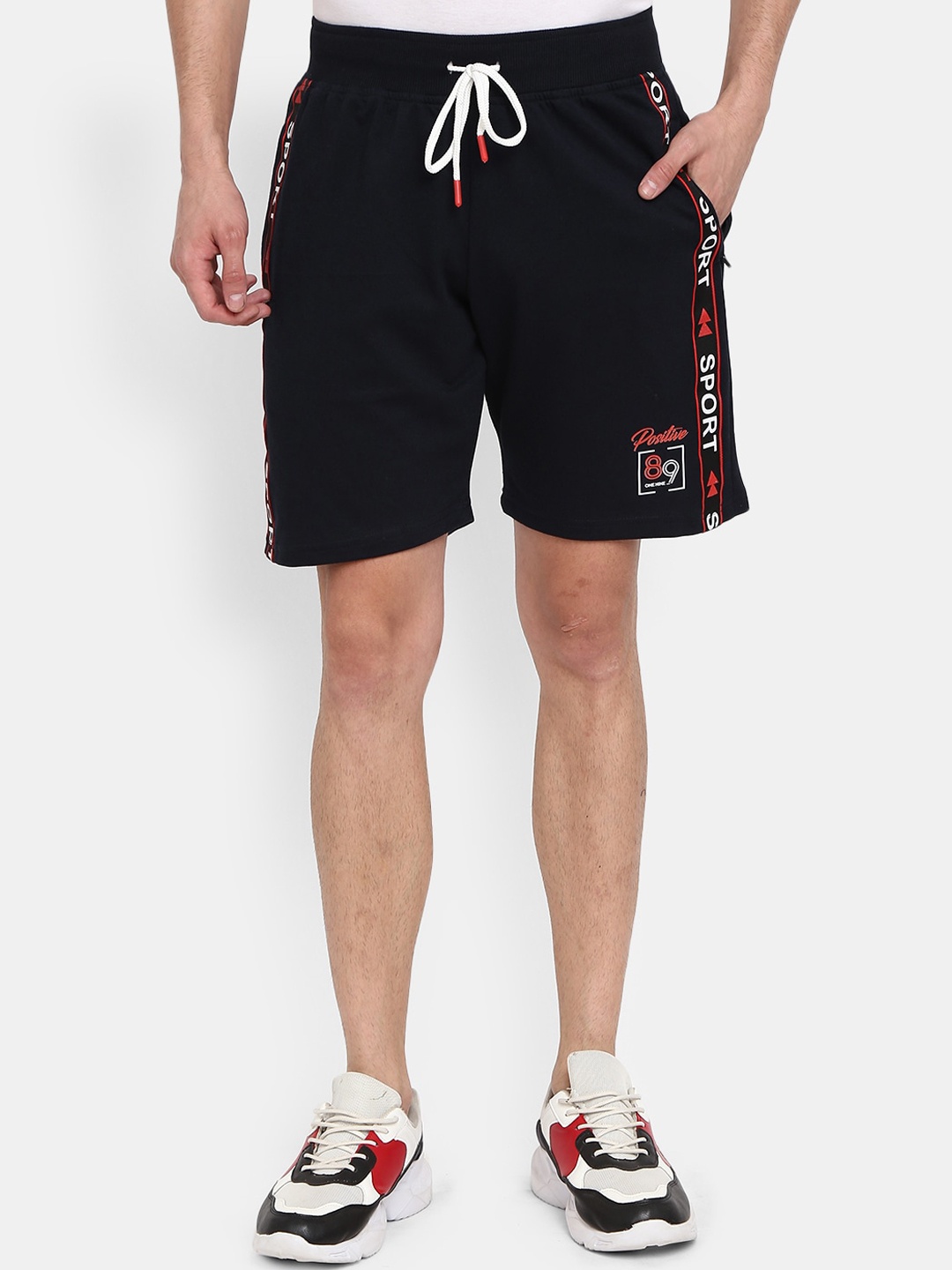 V-Mart Men Navy Blue Typography Printed Outdoor Shorts