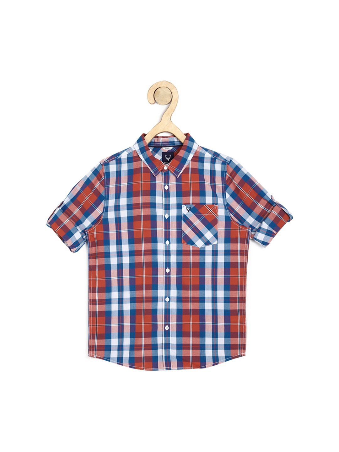 Allen Solly Junior Boys Red Slim Fit Checked Casual Shirt