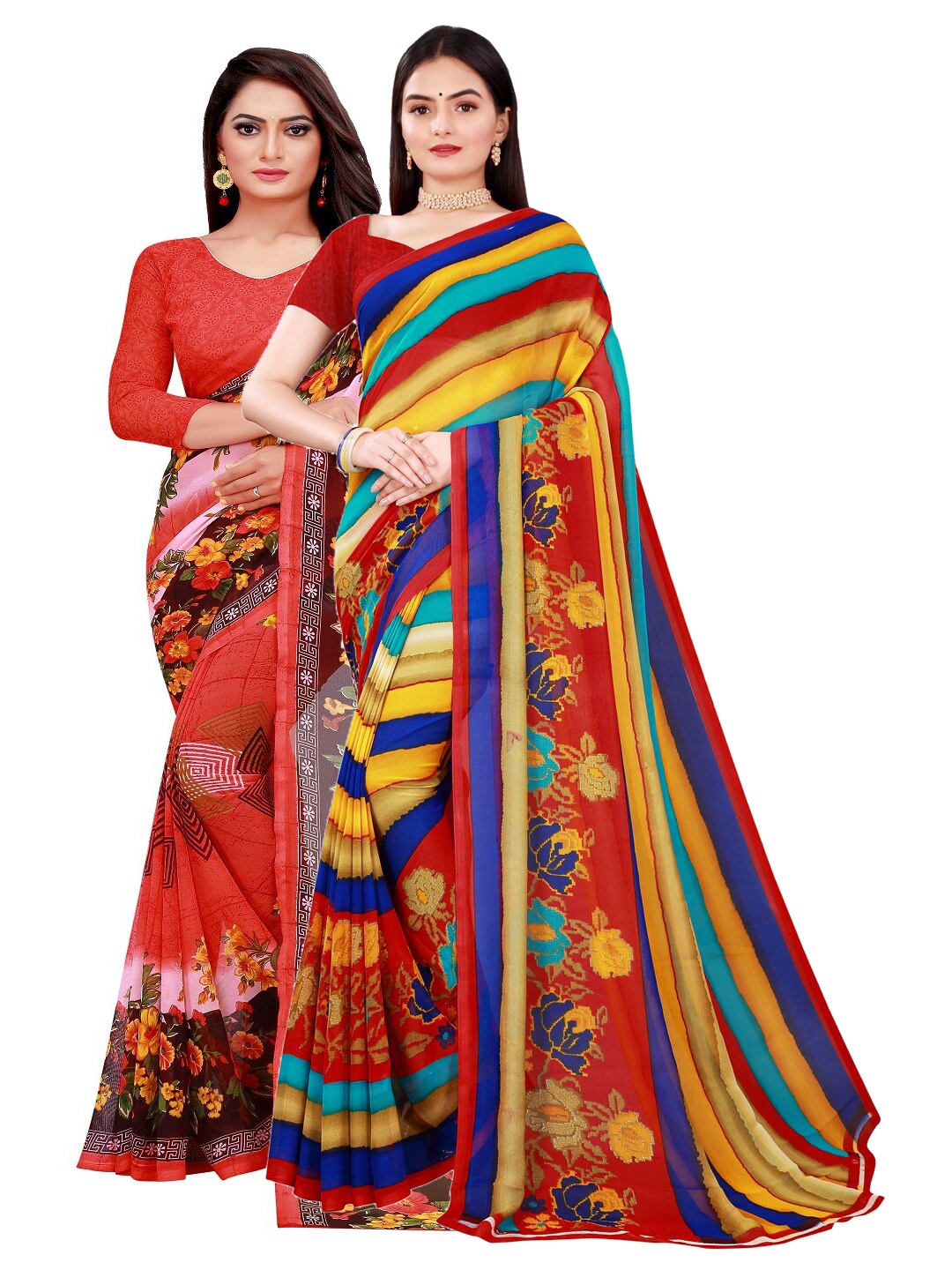 KALINI Pack Of 2 Red & Yellow Printed Pure Georgette Saree With Unstitched Blouse Piece
KALINI Pack Of 2 Red & Yellow Printed Pure Georgette Saree With Unstitched Blouse Piece