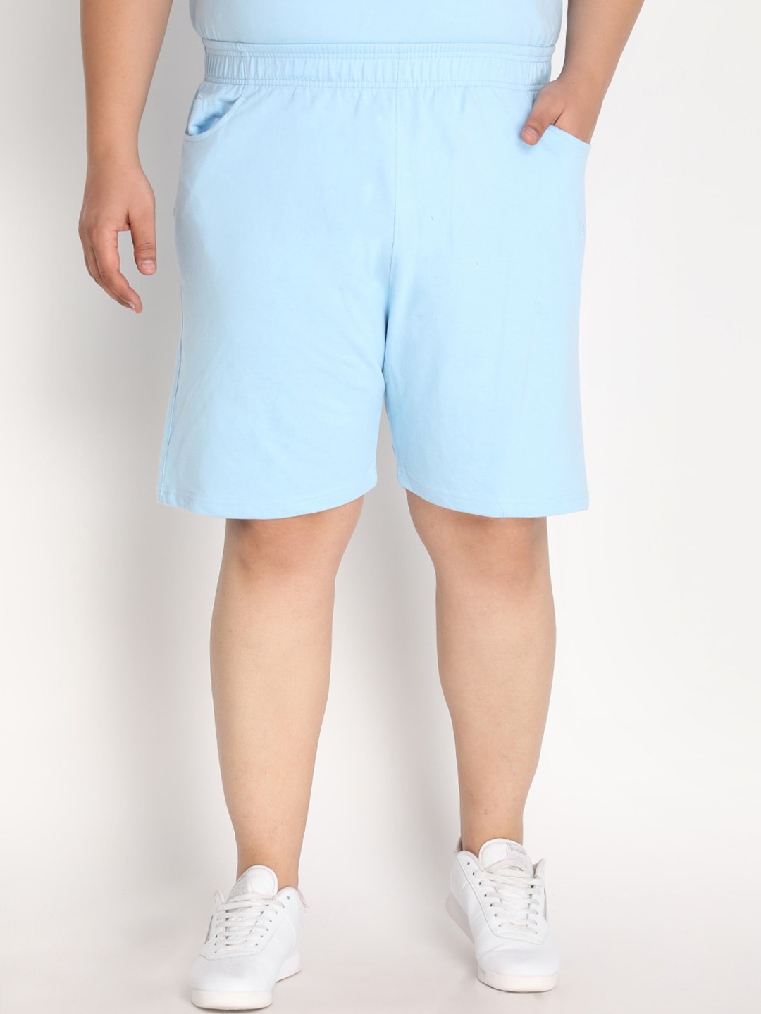CHKOKKO Plus Men Blue Solid Outdoor Sports Shorts