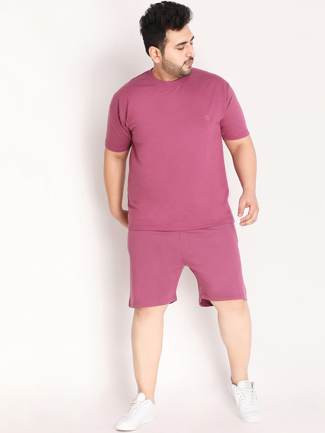 CHKOKKO Plus Men Purple Solid Casual Summer Co-Ords 
CHKOKKO Plus Men Purple Solid Casual Summer Co-Ords