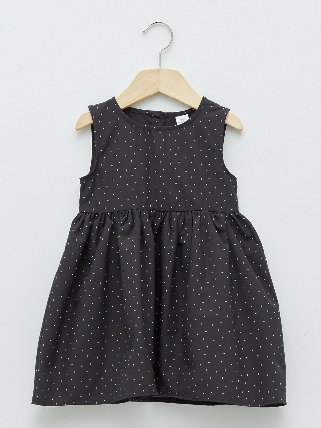 LC Waikiki Black & Beige Polka Dot Print A-Line Dress