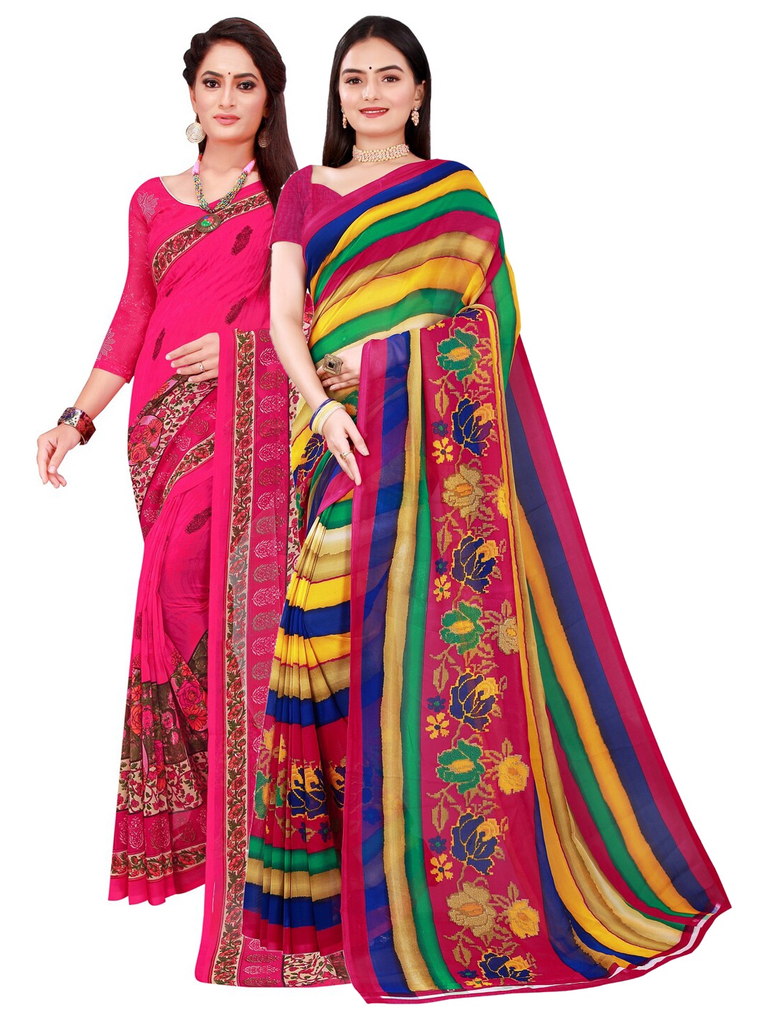 Florence Pack Of 2 Women Pink & Multicolor Pure Georgette Saree With Unstitched Blouse, Multi
Florence Pack Of 2 Women Pink & Multicolor Pure Georgette Saree With Unstitched Blouse, Multi