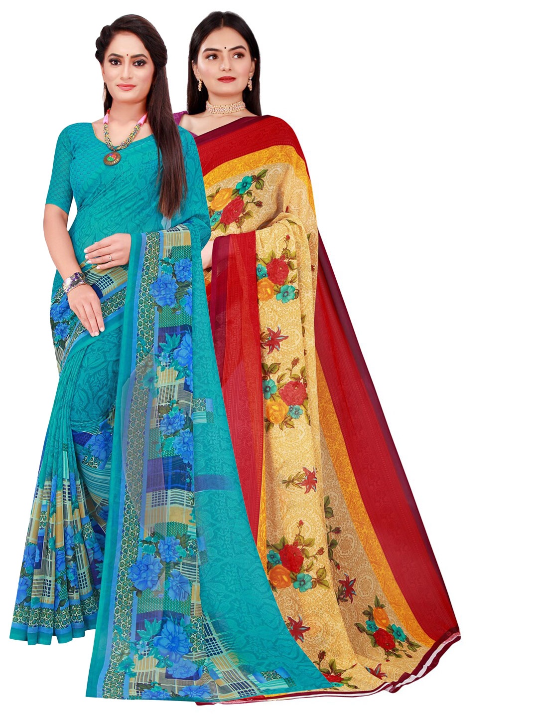 KALINI Pack Of 2 Women Beige & Blue Printed Pure Georgette Saree With Unstitched Blouse
KALINI Pack Of 2 Women Beige & Blue Printed Pure Georgette Saree With Unstitched Blouse