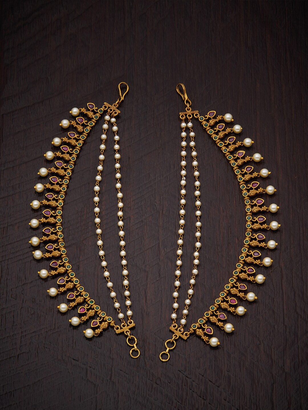 Kushal's Fashion Jewellery Gold-Toned & Red Classic Studded & Beaded Earring Chains
Kushal's Fashion Jewellery Gold-Toned & Red Classic Studded & Beaded Earring Chains