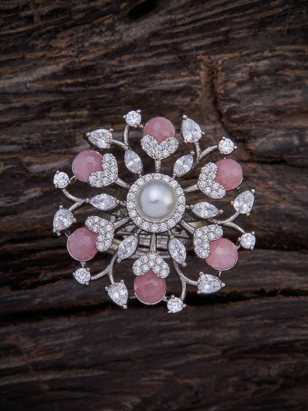Kushal's Fashion Jewellery Rhodium-Plated Pink & White CZ Studded Adjustable Finger Ring, Silver
Kushal's Fashion Jewellery Rhodium-Plated Pink & White CZ Studded Adjustable Finger Ring, Silver