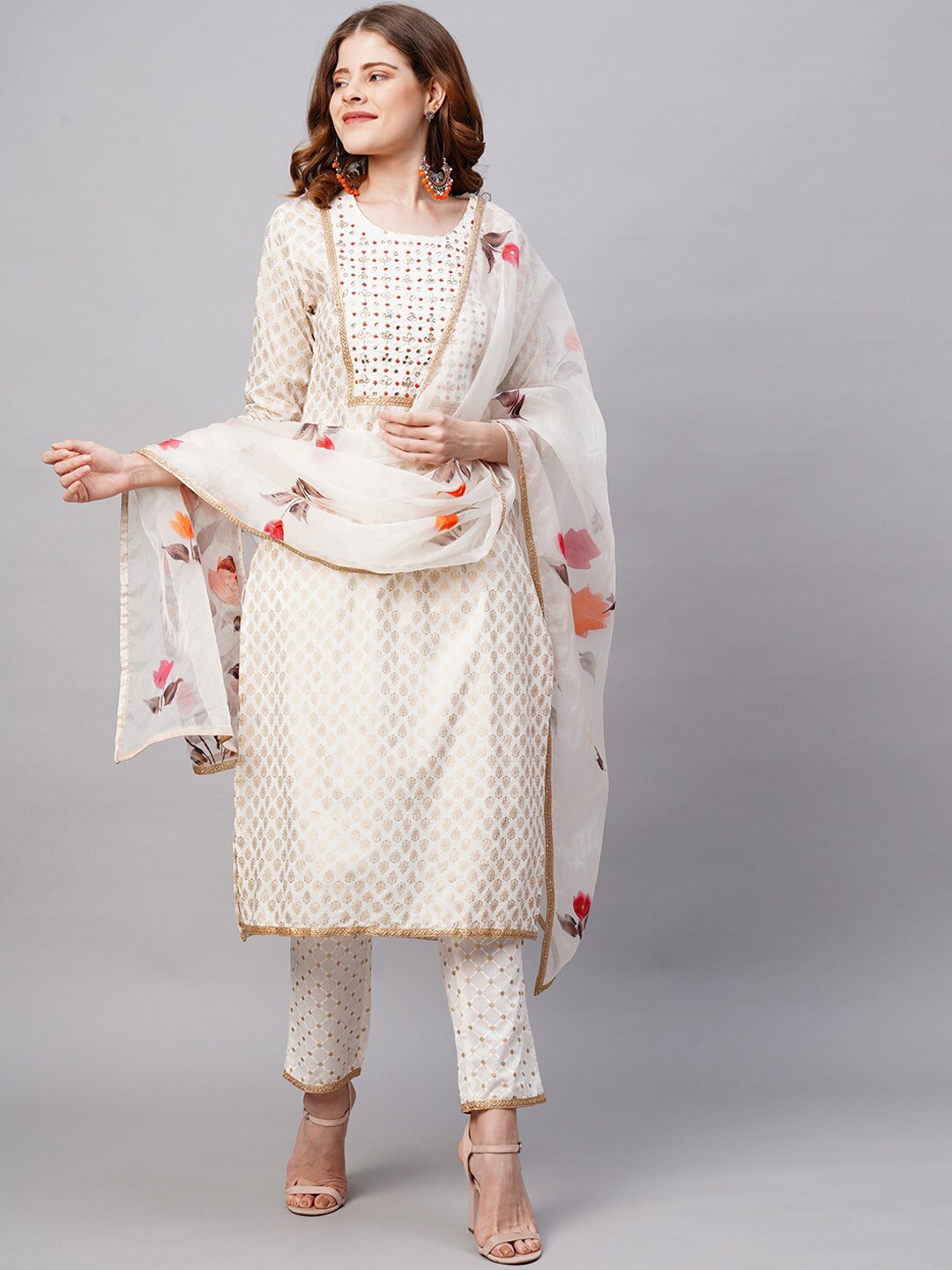 FASHOR Women Off White Ethnic Motifs Printed Pure Cotton Kurta with Trousers & With Dupatta
FASHOR Women Off White Ethnic Motifs Printed Pure Cotton Kurta with Trousers & With Dupatta