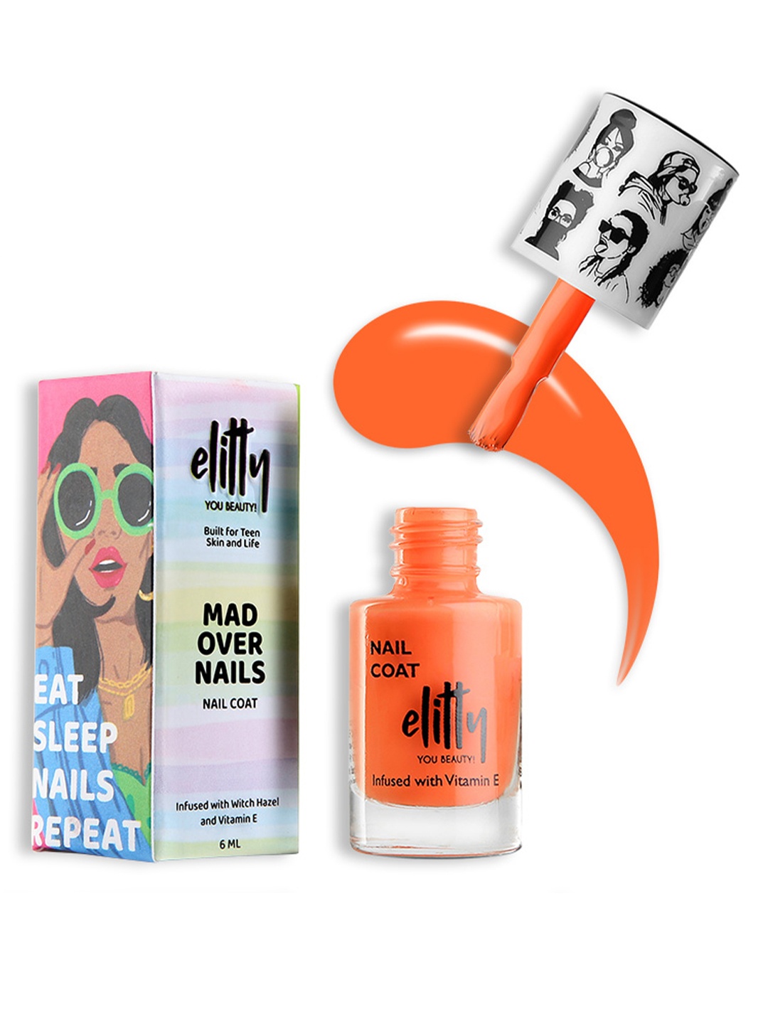 Elitty Mad Over Nails 12 Toxin Free Matte Nail Polish with Witch Hazel 6ml - Juicy Gossip, Orange
Elitty Mad Over Nails 12 Toxin Free Matte Nail Polish with Witch Hazel 6ml - Juicy Gossip, Orange