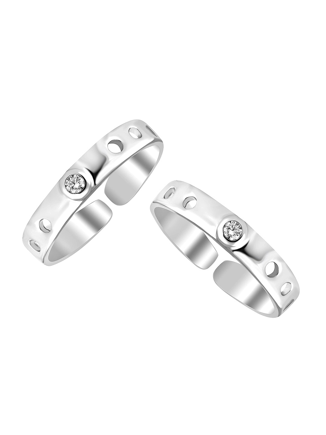 LeCalla Set of 2 925 Sterling Silver Silver-Toned White CZ-Studded Adjustable Toe Rings
LeCalla Set of 2 925 Sterling Silver Silver-Toned White CZ-Studded Adjustable Toe Rings