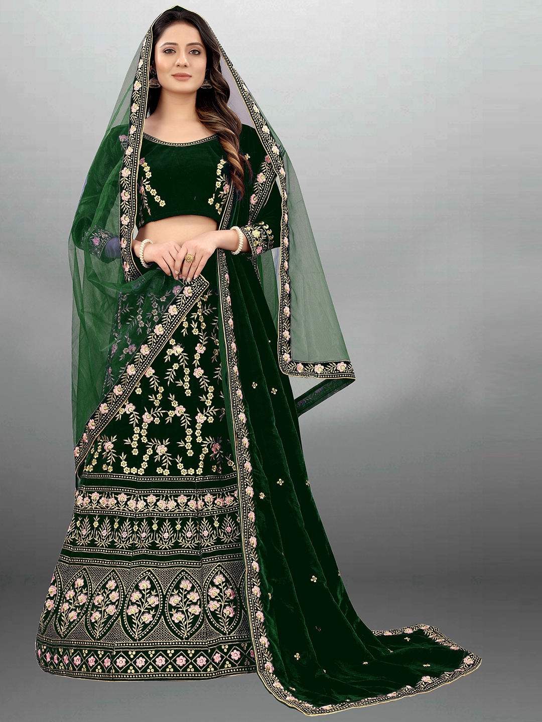 Xenilla Women Green & Gold-Toned Embroidered Semi-Stitched Lehenga & Blouse With Dupatta
Xenilla Women Green & Gold-Toned Embroidered Semi-Stitched Lehenga & Blouse With Dupatta