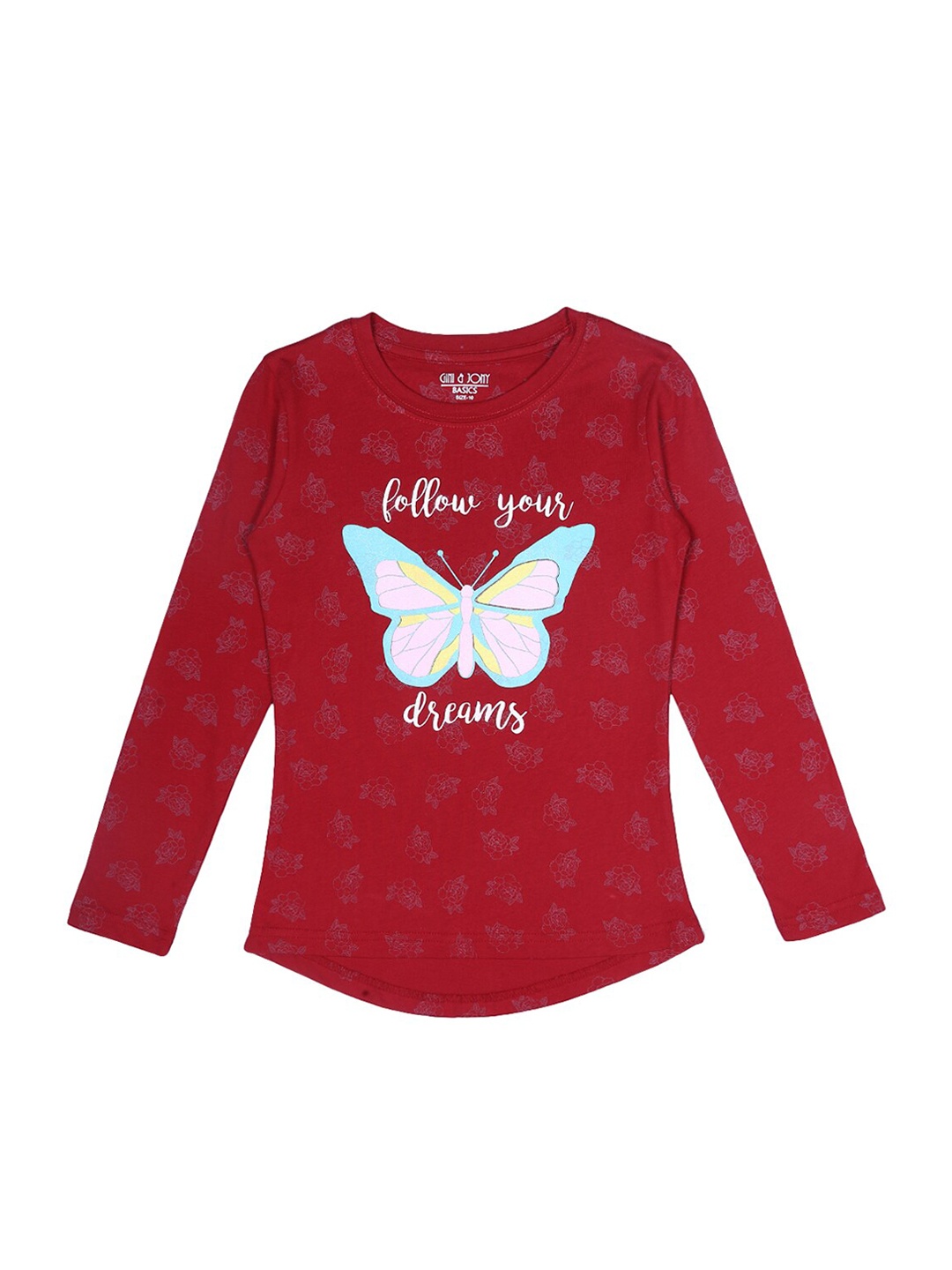 Gini and Jony Girl Red Print Top