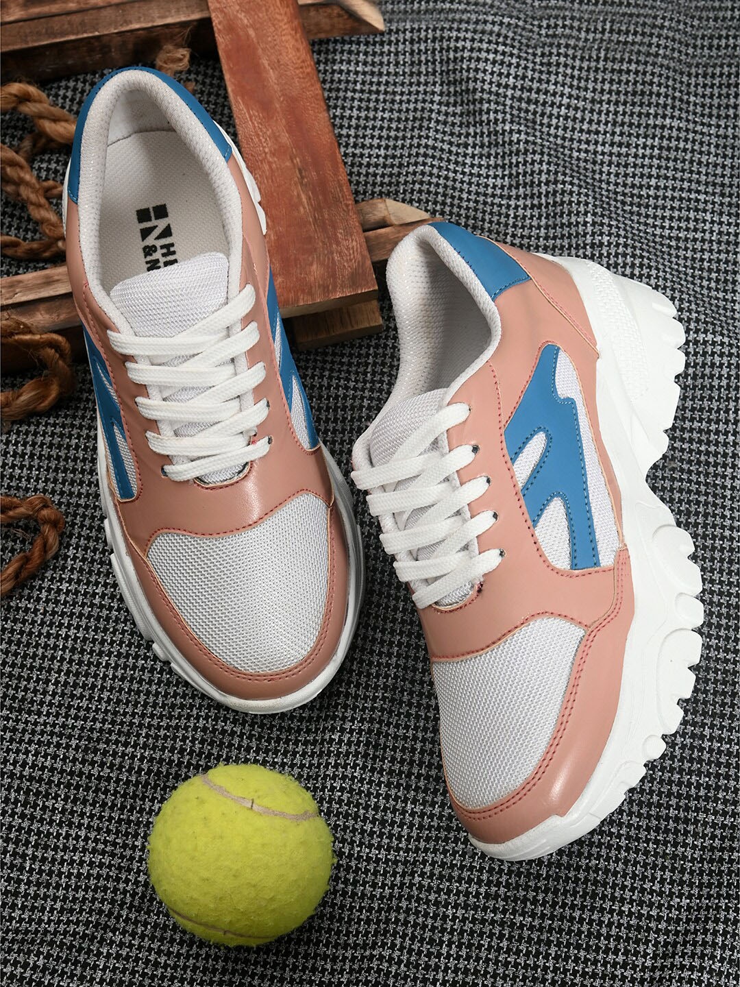 HERE&NOW Women Pink Colourblocked PU Sneakers