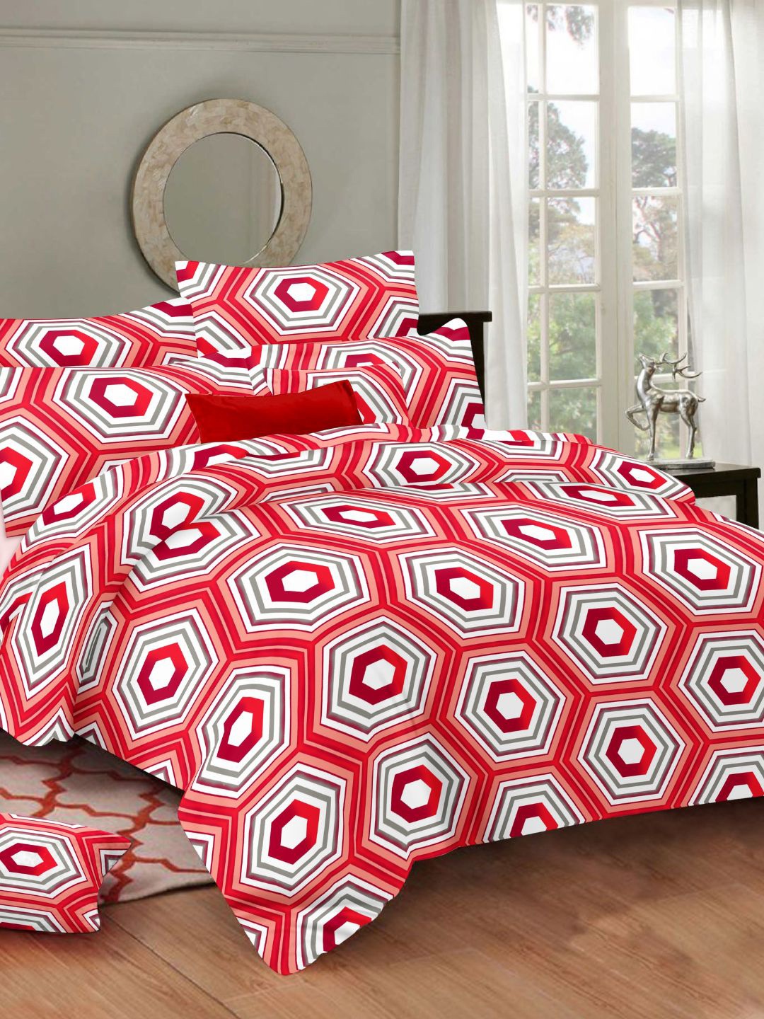 Sleeping Owls- because your sleep matters Red & White Geometric 144 TC King Bedsheet with 2 Pillow Covers
Sleeping Owls- because your sleep matters Red & White Geometric 144 TC King Bedsheet with 2 Pillow Covers