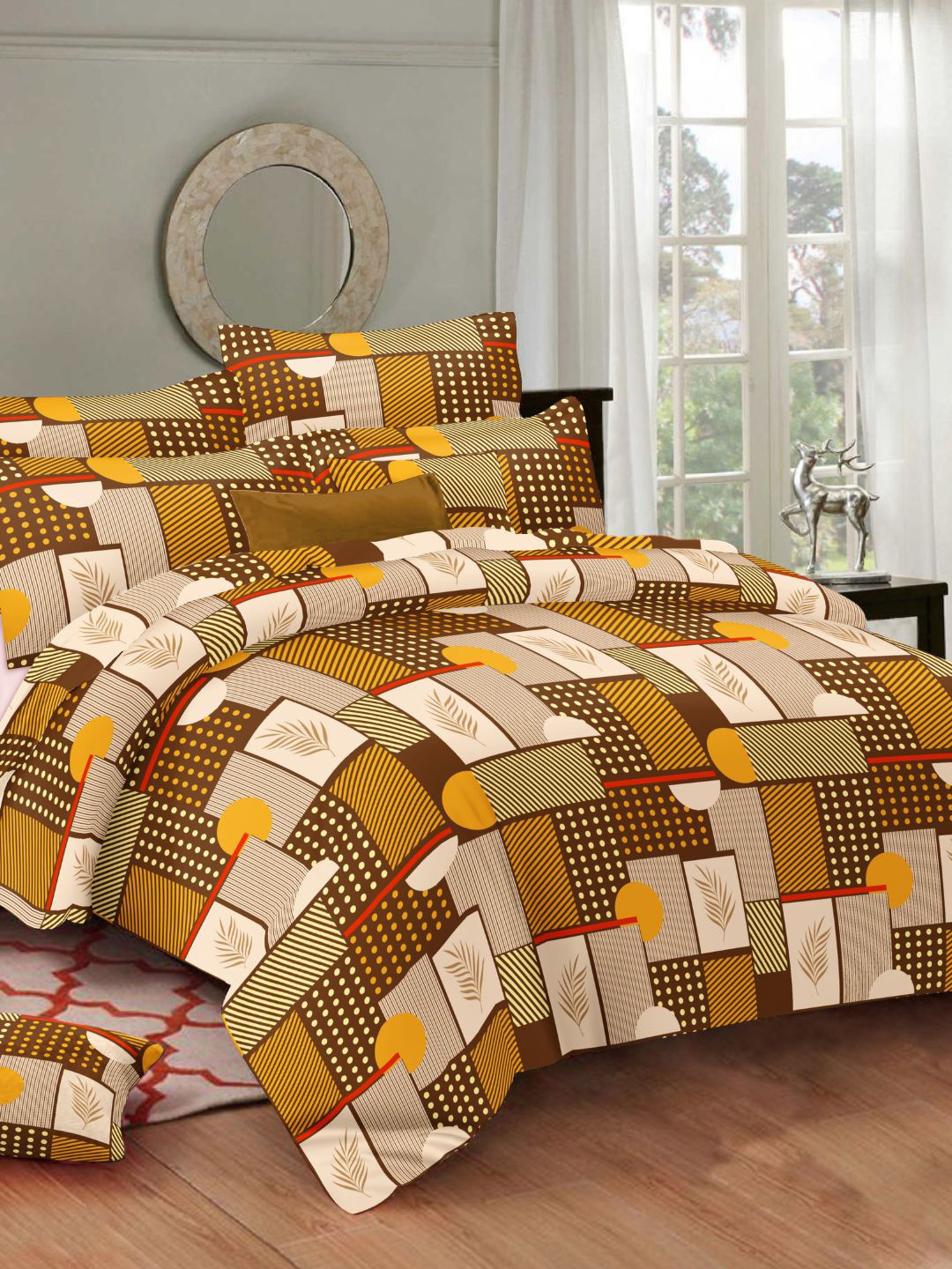Sleeping Owls- because your sleep matters Yellow & Brown Geometric 144 TC King Bedsheet with 2 Pillow Covers
Sleeping Owls- because your sleep matters Yellow & Brown Geometric 144 TC King Bedsheet with 2 Pillow Covers