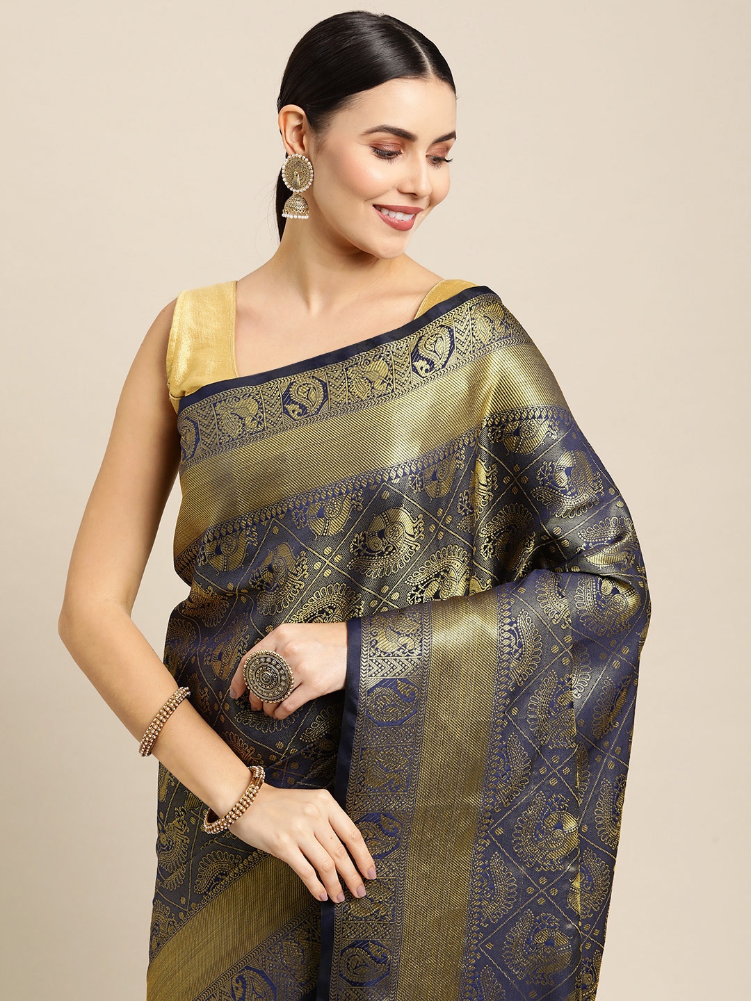 Royal Rajgharana Saree Navy Blue & Gold Ethnic Motifs Zari Celebrity Banarasi Sarees
Royal Rajgharana Saree Navy Blue & Gold Ethnic Motifs Zari Celebrity Banarasi Sarees