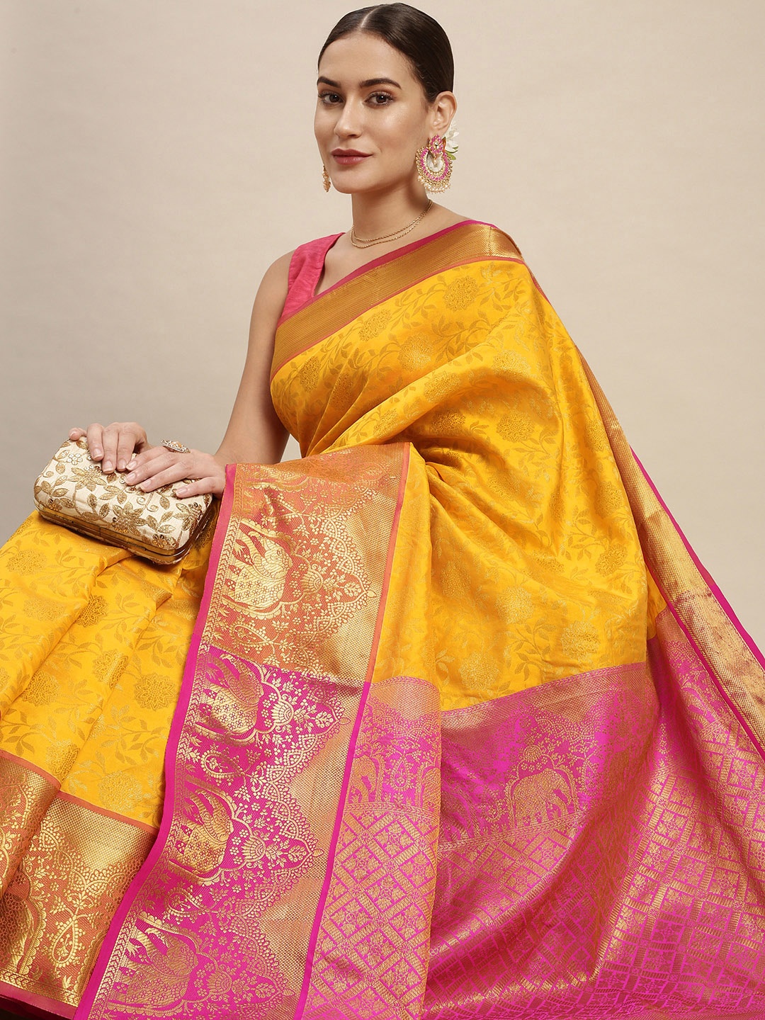 Royal Rajgharana Saree Yellow & Gold Floral Zari Silk Blend Celebrity Banarasi Sarees
Royal Rajgharana Saree Yellow & Gold Floral Zari Silk Blend Celebrity Banarasi Sarees