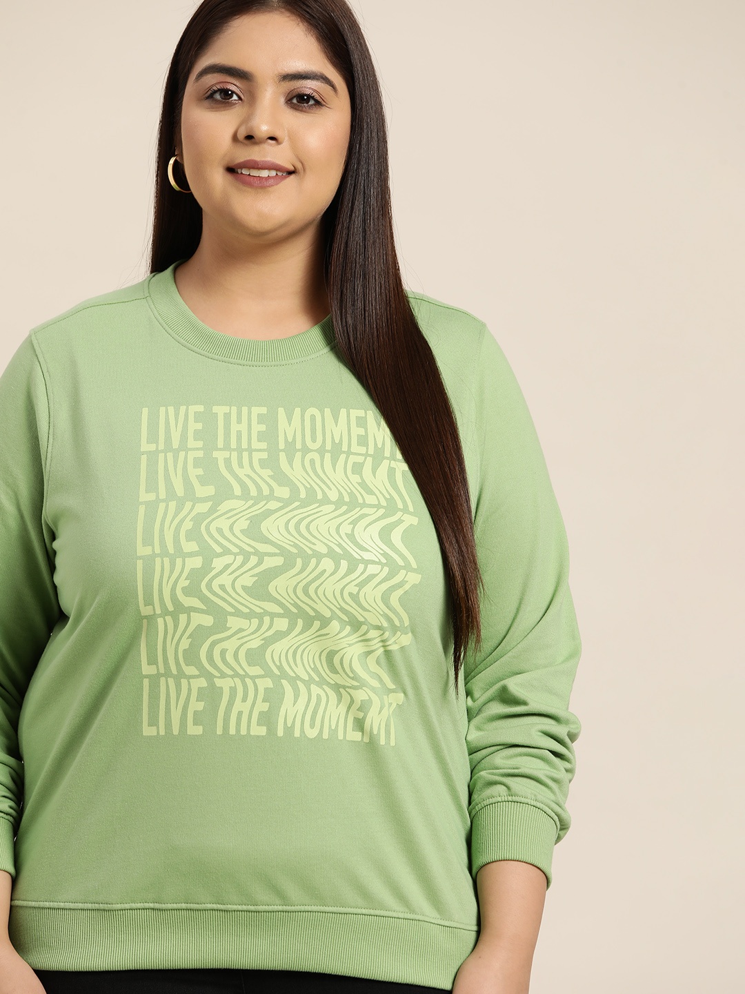 Sztori Women Green Printed Sweatshirt