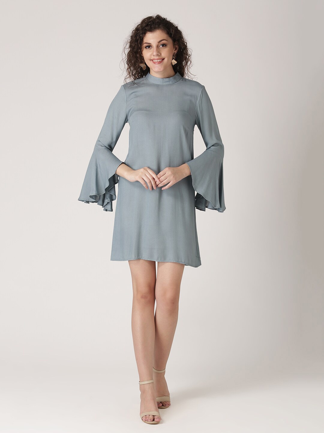 DressBerry Women Blue A-Line Solid Dress