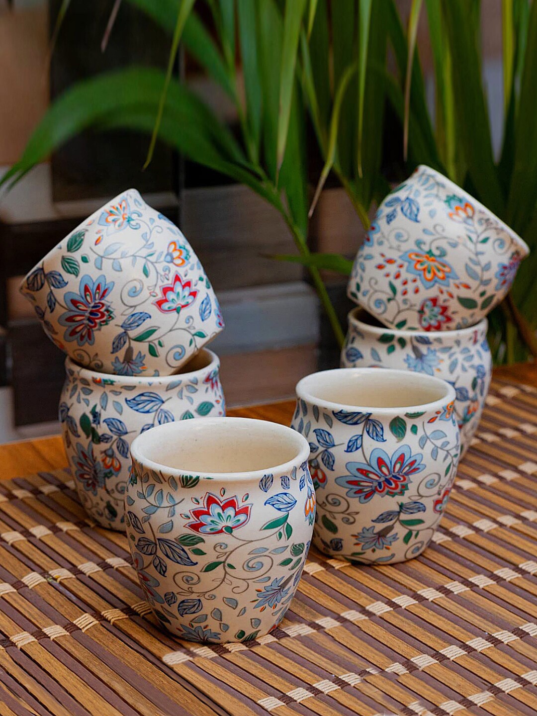 StyleMyWay White & Blue Set Of 6 Handcrafted Printed Ceramic Glossy Kulladhs 150 ml Each
StyleMyWay White & Blue Set Of 6 Handcrafted Printed Ceramic Glossy Kulladhs 150 ml Each