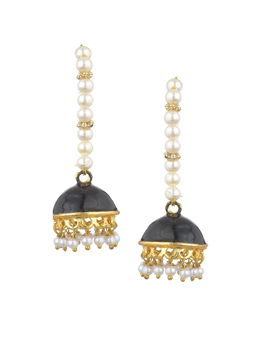 Kshitij Jewels Black Contemporary Jhumkas Earrings