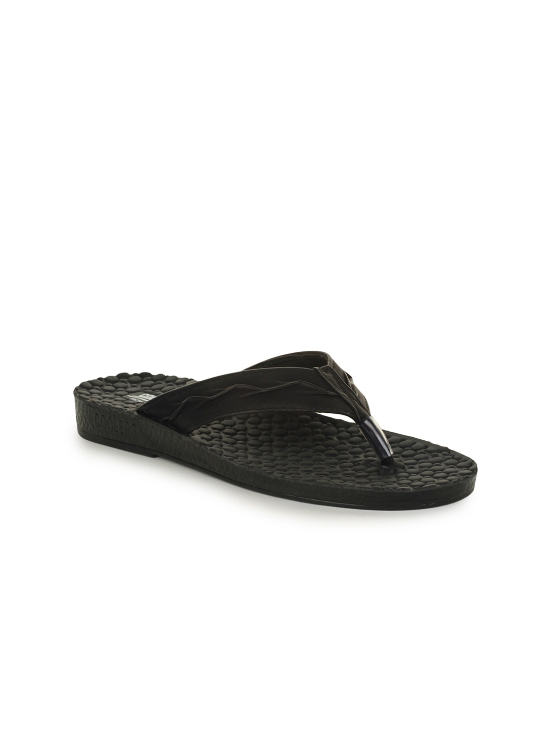 Liberty Men Black Solid Slip-On Sandals