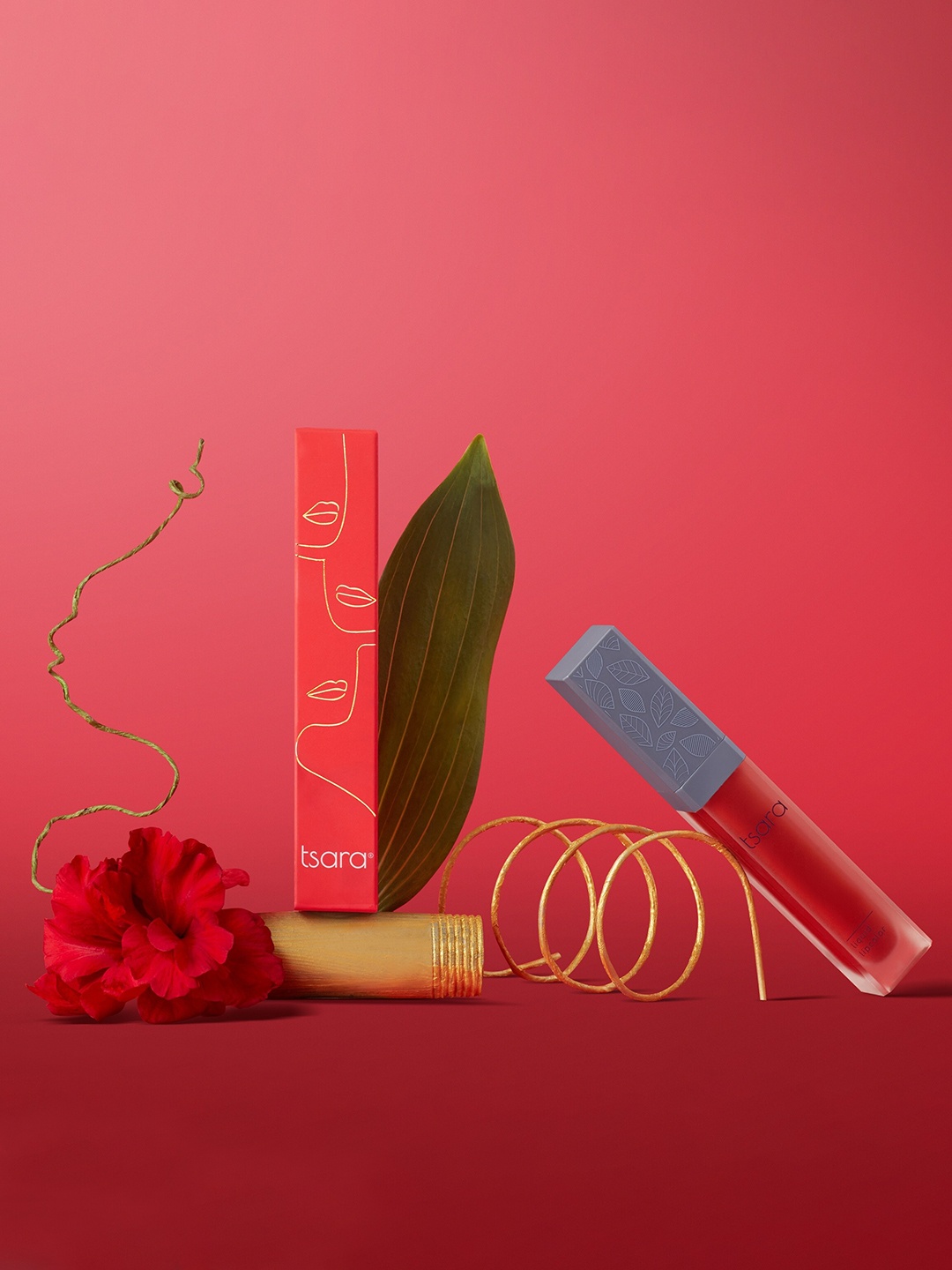 tsara Organic Vegan Liquid Lip Color 7 ml - Rush Hour Ruby, Red