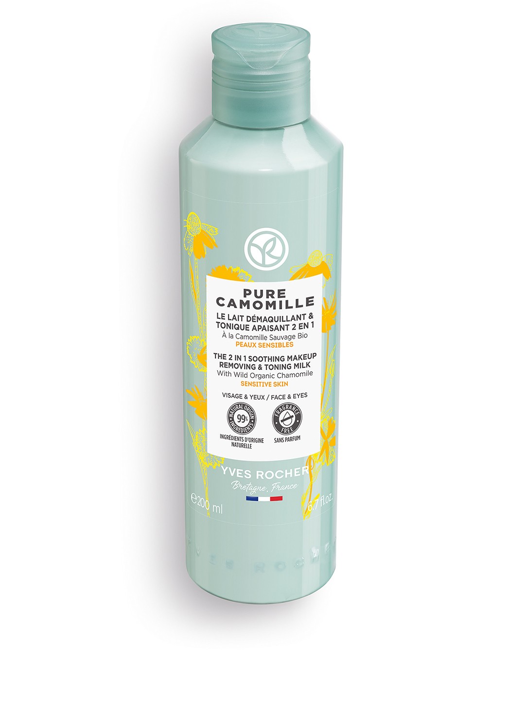 YVES ROCHER Pure Camomille The 2 In1Soothing Makeup Removing Toning Milk - 200 ml, Sea green
YVES ROCHER Pure Camomille The 2 In1Soothing Makeup Removing Toning Milk - 200 ml, Sea green