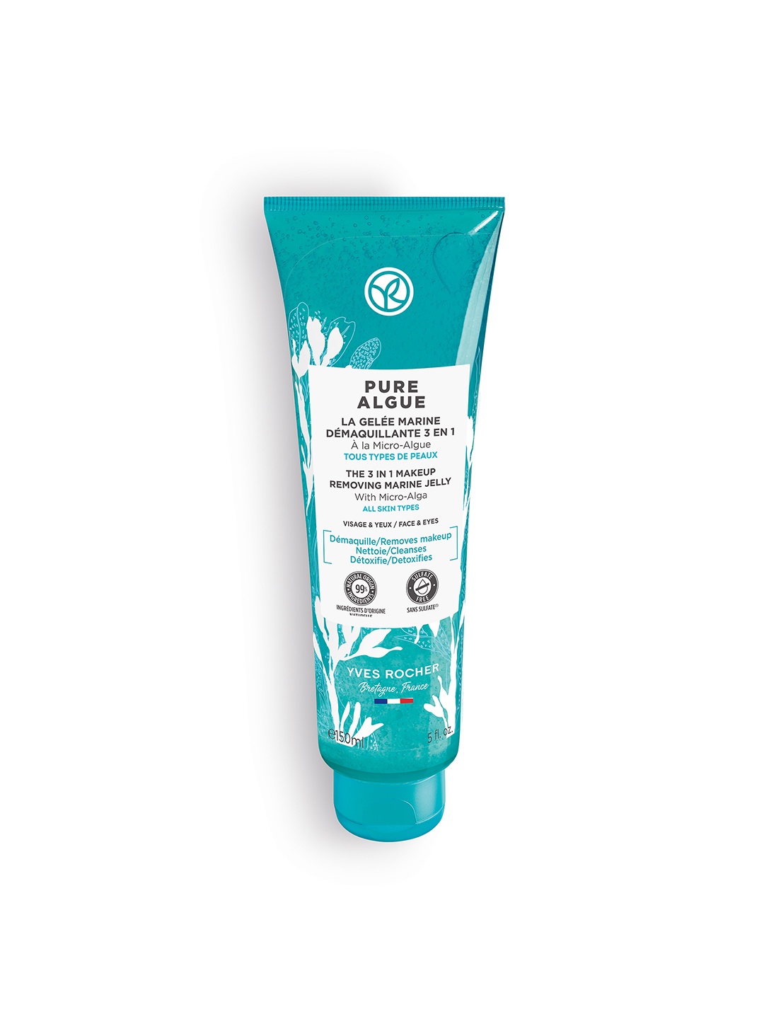 YVES ROCHER Pure Algue The 3 In 1 Makeup Removing Marine Jelly with Micro Alga - 150 ml, Blue
YVES ROCHER Pure Algue The 3 In 1 Makeup Removing Marine Jelly with Micro Alga - 150 ml, Blue