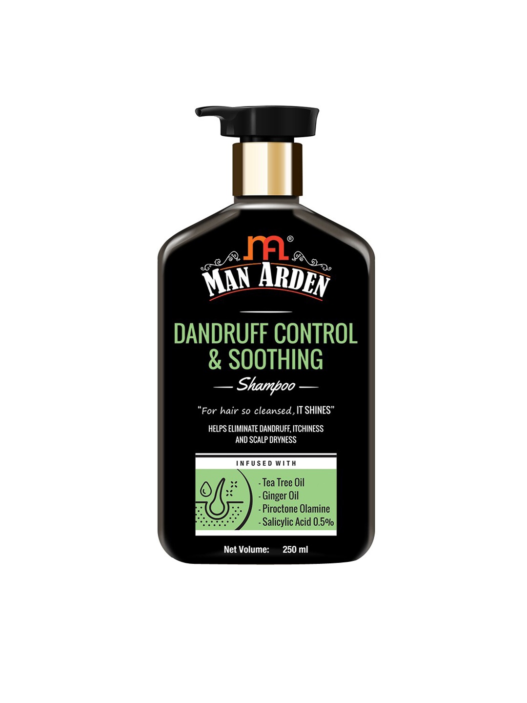 Man Arden Men Dandruff Control & Soothing Shampoo with Tea Tree Oil & Ginger Oil - 250 ml, Black
Man Arden Men Dandruff Control & Soothing Shampoo with Tea Tree Oil & Ginger Oil - 250 ml, Black