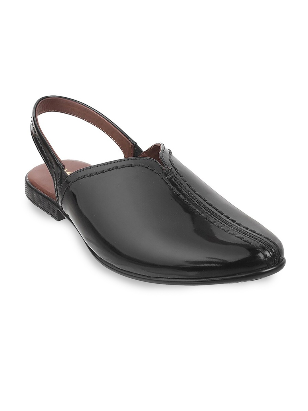 Metro Men Black Solid Mules Flats