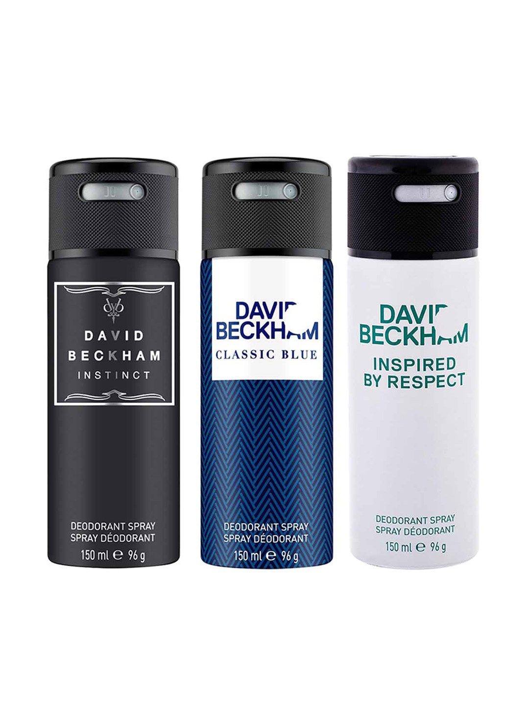DAVID BECKHAM Men Instinct + Classic Blue + Inspired By Respect Deodorant - 150 ml Each, Transparent
DAVID BECKHAM Men Instinct + Classic Blue + Inspired By Respect Deodorant - 150 ml Each, Transparent