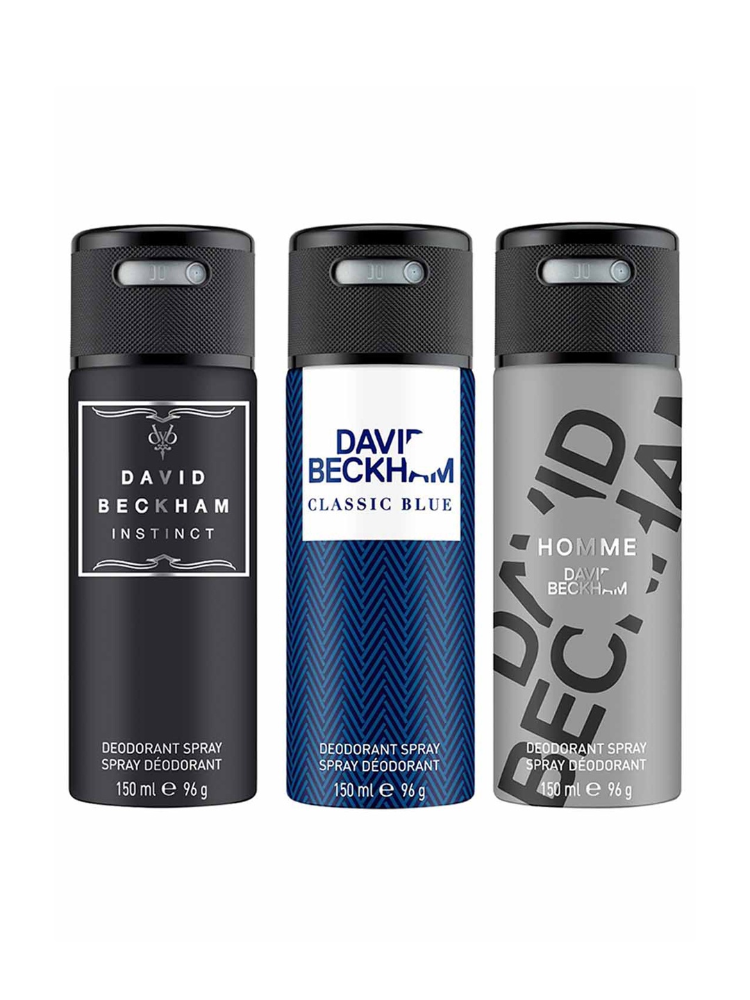 DAVID BECKHAM Men Set of Instinct + Classic Blue + Homme Deodorant Spray - 150 ml Each, Black
DAVID BECKHAM Men Set of Instinct + Classic Blue + Homme Deodorant Spray - 150 ml Each, Black