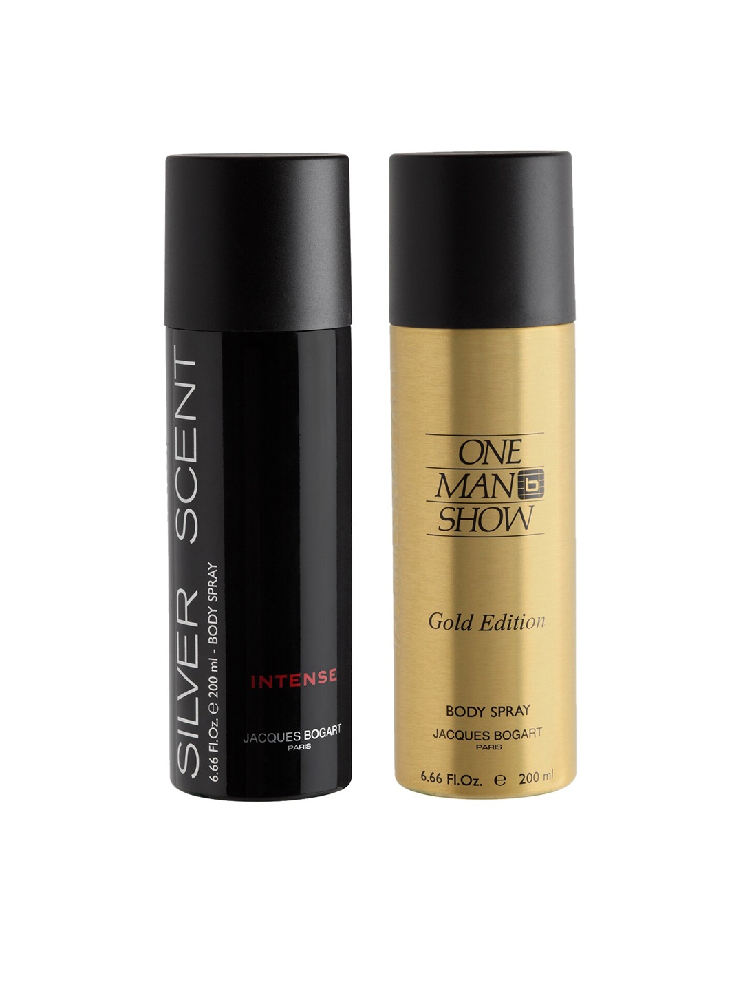 JACQUES BOGART Men pack of 2 Deodorants- Silver Scent & One Man Show Gold - 200ml each, Black
JACQUES BOGART Men pack of 2 Deodorants- Silver Scent & One Man Show Gold - 200ml each, Black